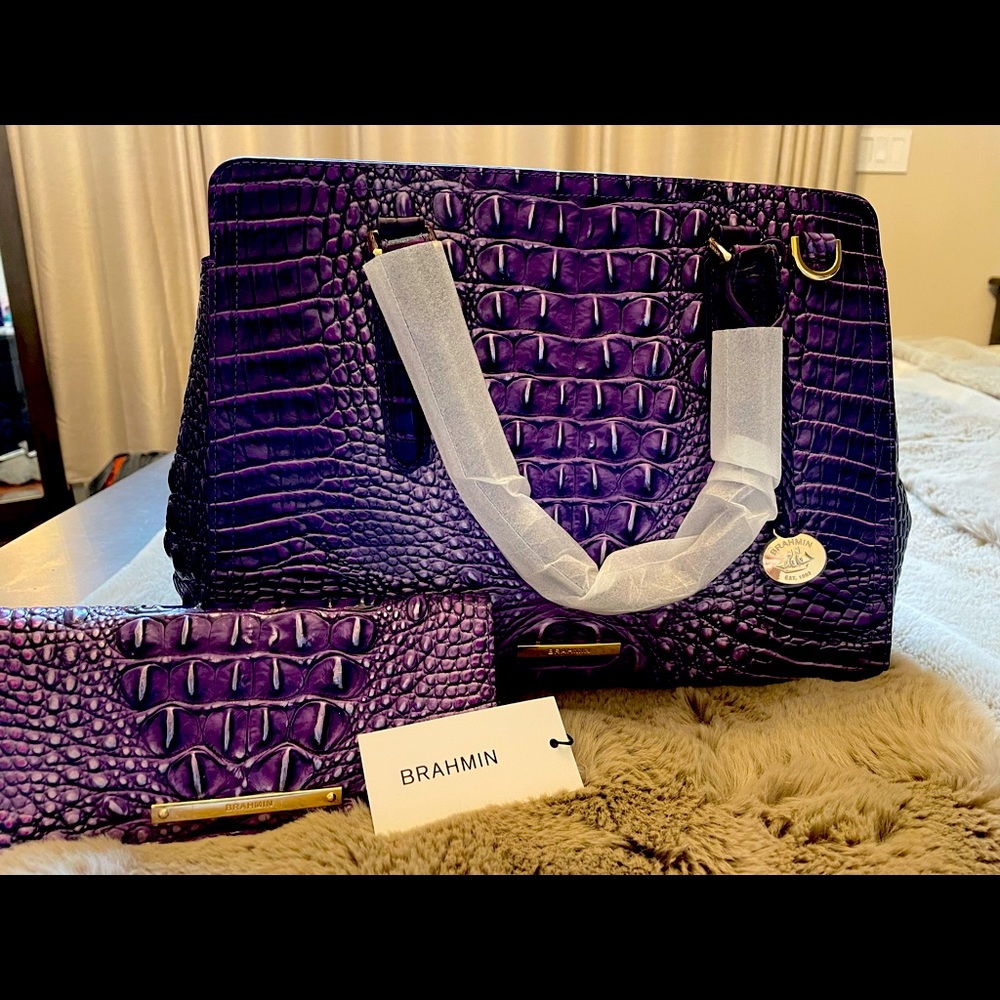 NWT Brahmin Set Ultraviolet Finley with matching Ady wallet